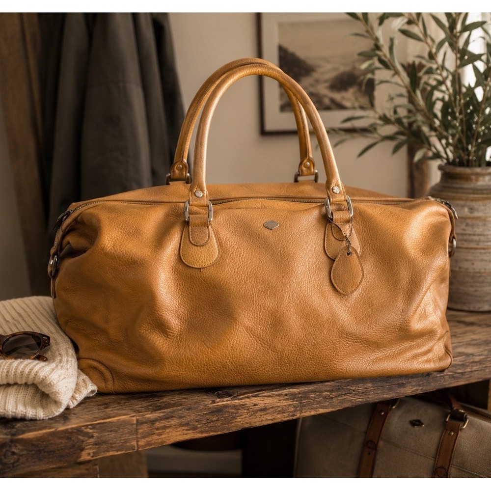 Isanti Made In Italy genuine leather weekender travel bag vintage